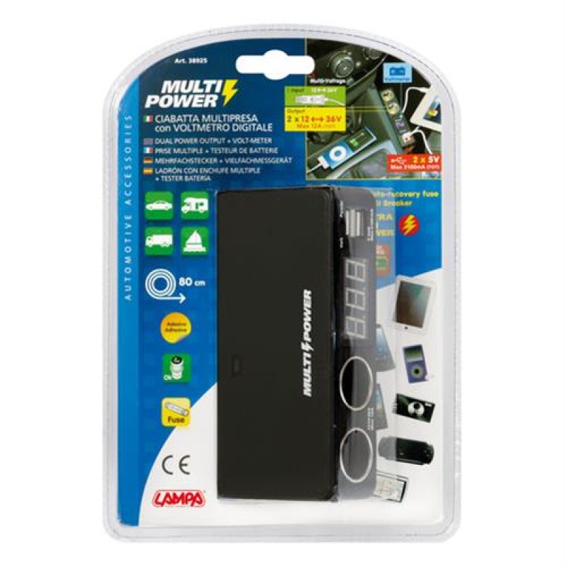 ΑΝΤΑΠΤΟΡΑΣ ΑΝΑΠΤΗΡΑ 12/24/36V ΔΙΠΛΟΣ ΜΕ 2 USB+ΒΟΛΤΟΜΕΤΡΟ MULTI POWER ΜΕ ΚΑΛΩΔΙΟ 80cm - Lampa - L3892.5/T ΑΝΤΑΠΤΟΡΑΣ ΑΝΑΠΤΗΡΑ 12/24/36V ΔΙΠΛΟΣ ΜΕ 2 USB+ΒΟΛΤΟΜΕΤΡΟ MULTI POWER ΜΕ ΚΑΛΩΔΙΟ 80cm - Lampa - L3892.5/T