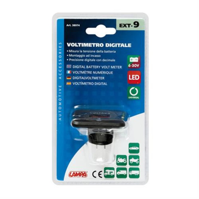 ΒΟΛΤΟΜΕΤΡΟ ΨΗΦΙΑΚΟ ΣΕ ΠΡΙΖΑ EXT-9 6-30V LED 60x48,5x40mm - Lampa - L3897.4 ΒΟΛΤΟΜΕΤΡΟ ΨΗΦΙΑΚΟ ΣΕ ΠΡΙΖΑ EXT-9 6-30V LED 60x48,5x40mm - Lampa - L3897.4