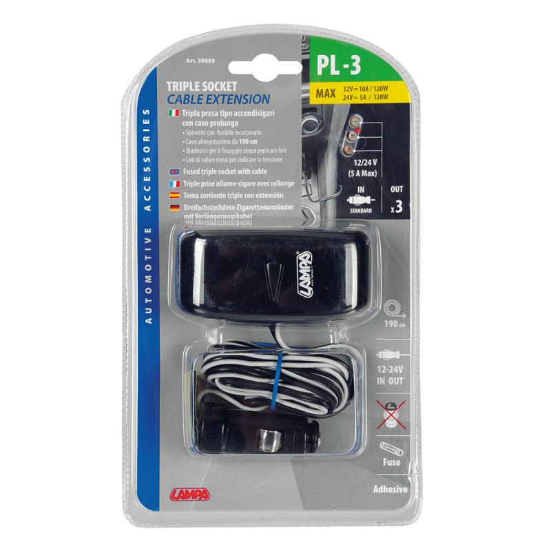 ΑΝΤΑΠΤΟΡΑΣ ΑΝΑΠΤΗΡΑ ΤΡΙΠΛΟΣ 12/24V 5A max - Lampa - L3905.9/T ΑΝΤΑΠΤΟΡΑΣ ΑΝΑΠΤΗΡΑ ΤΡΙΠΛΟΣ 12/24V 5A max - Lampa - L3905.9/T