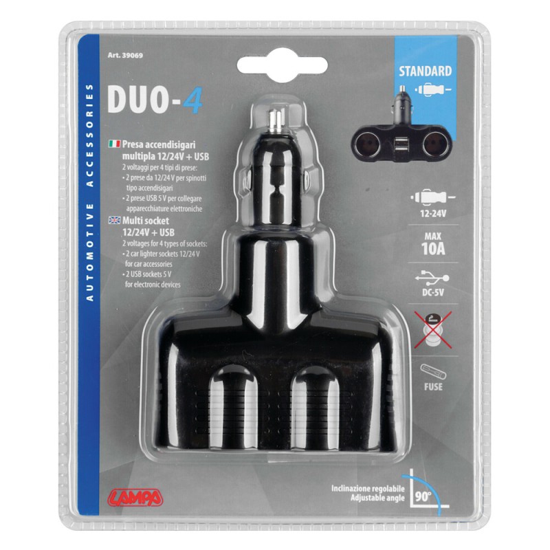 ΑΝΤΑΠΤΟΡΑΣ ΑΝΑΠΤΗΡΑ 2 ΦΙΣ ΑΝΑΠΤΗΡΑ+2 USB 12/24V DUO-4 - Lampa - L3906.9/T ΑΝΤΑΠΤΟΡΑΣ ΑΝΑΠΤΗΡΑ 2 ΦΙΣ ΑΝΑΠΤΗΡΑ+2 USB 12/24V DUO-4 - Lampa - L3906.9/T