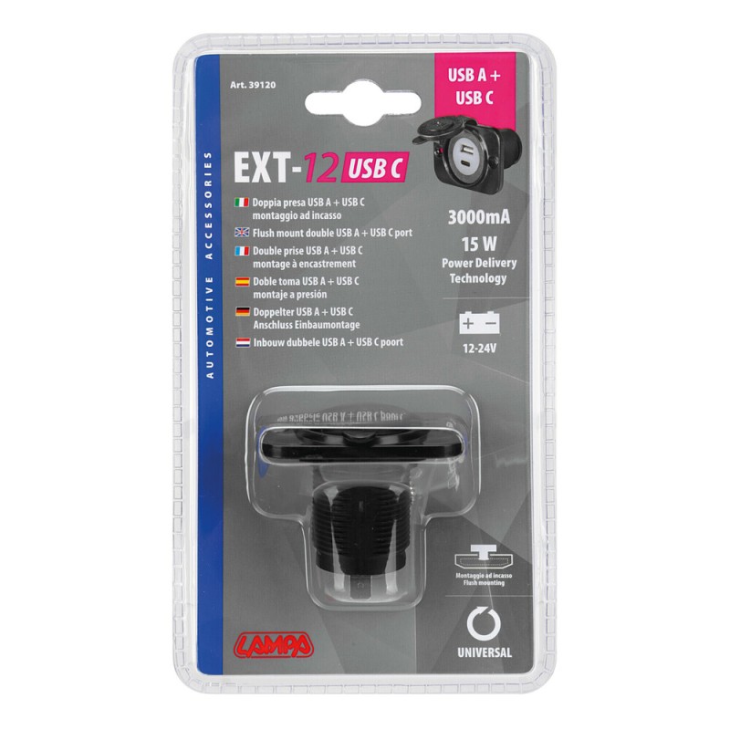 ΠΡΙΖΑ USB ΜΕ ΚΑΠΑΚΙ ΚΑΙ 2 ΘΥΡΕΣ USB (A+C) 12/24V 3000mA 15W ΜΑΥΡΗ FAST CHARGE LAMPA - 1 TEM. - Lampa - L3912.0 ΠΡΙΖΑ USB ΜΕ ΚΑΠΑΚΙ ΚΑΙ 2 ΘΥΡΕΣ USB (A+C) 12/24V 3000mA 15W ΜΑΥΡΗ FAST CHARGE LAMPA - 1 TEM. - Lampa - L3912.0