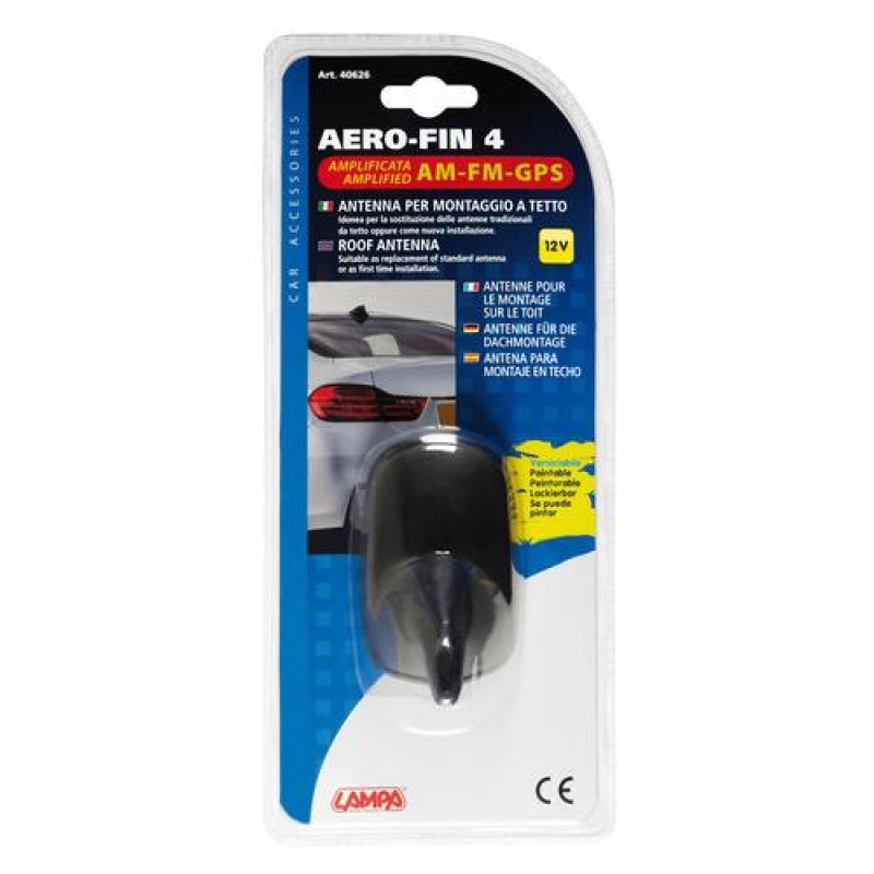 ΚΕΡΑΙΑ ΚΑΡΧΑΡΙΑΣ AERO-FIN 4 12V ΜΑΥΡΗ AM/FM/GPS ΜΕ ΕΝΙΣΧΥΤΗ ΣΗΜΑΤΟΣ 55x85x64mm - Lampa - L4062.6