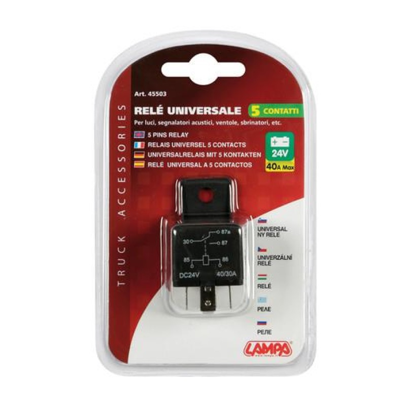 Ρελέ Φορτηγού 24V 40Α 5 επαφών - Lampa - L4550.3 Ρελέ Φορτηγού 24V 40Α 5 επαφών - Lampa - L4550.3
