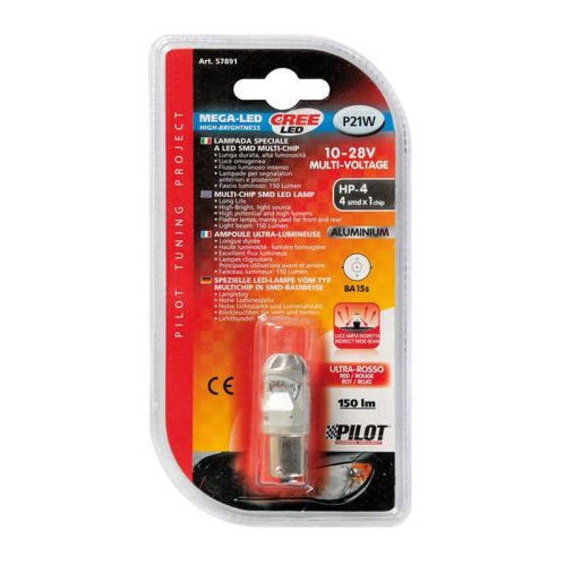 P21W 10-28V BA15s MEGA-LED 150LM ΔΙΑΘΛΑΣΗΣ ΚΟΚΚΙΝΟ (ΜΟΝΟΠΟΛΙΚΟ) BLISTER 1ΤΕΜ. - Lampa - L5789.1