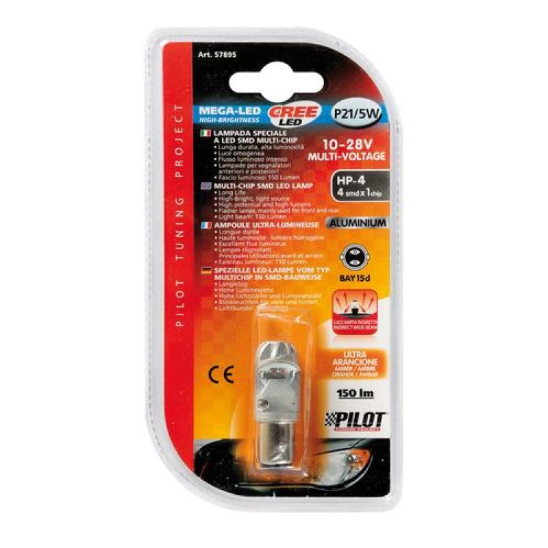 P21/5W 10-28V BAY15d CREE MEGA-LED 150LM ΔΙΑΘΛΑΣΗΣ ΠΟΡΤΟΚΑΛΙ (ΔΙΠΟΛΙΚΟ) BLISTER 1ΤΕΜ. - Lampa - L5789.5