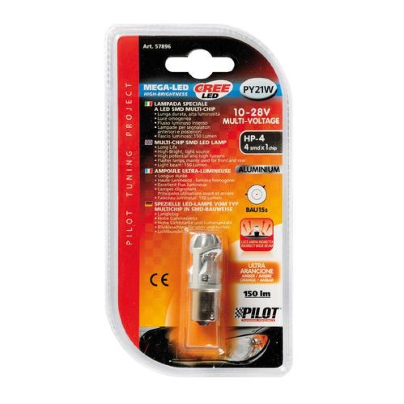 P21/5W 10-28V BAY15d CREE MEGA-LED 150LM ΔΙΑΘΛΑΣΗΣ ΠΟΡΤΟΚΑΛΙ (ΜΟΝΟΠΟΛΙΚΟ-ΠΑΡΑΚΕΝΤΡΟ) BLISTER 1ΤΕΜ. - Lampa - L5789.6