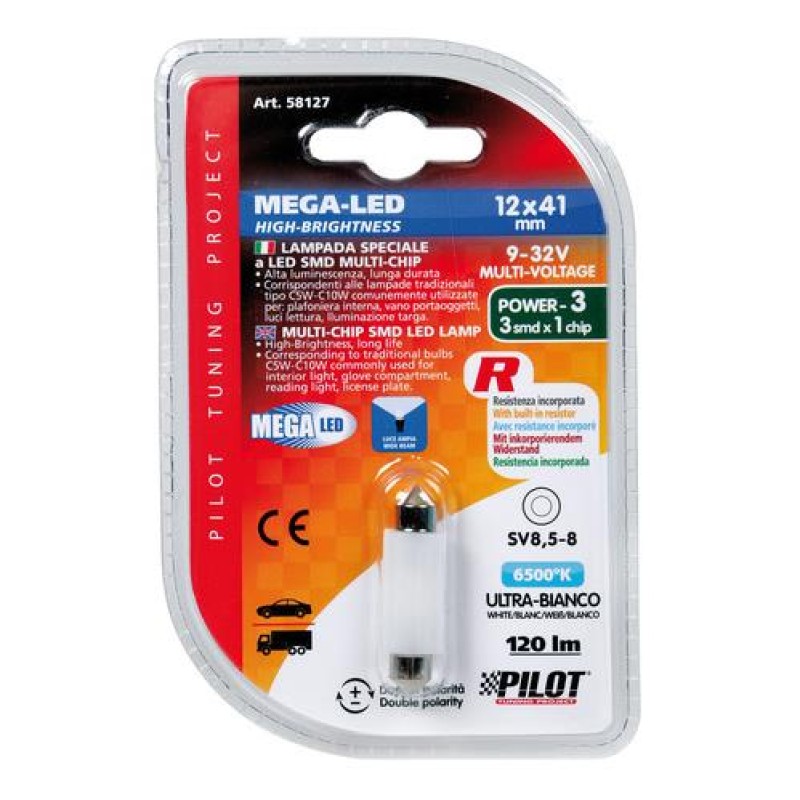 ΛΑΜΠΑΚΙ ΠΛΑΦΟΝΙΕΡΑΣ 9-32V 12x41mm 120lm ΛΕΥΚΟ MEGA-LED12 (ΔΙΠΛΗΣ ΠΟΛΙΚΟΤΗΤΑΣ) BLISTER 1ΤΕΜ. - Lampa - L5812.7 ΛΑΜΠΑΚΙ ΠΛΑΦΟΝΙΕΡΑΣ 9-32V 12x41mm 120lm ΛΕΥΚΟ MEGA-LED12 (ΔΙΠΛΗΣ ΠΟΛΙΚΟΤΗΤΑΣ) BLISTER 1ΤΕΜ. - Lampa - L5812.7