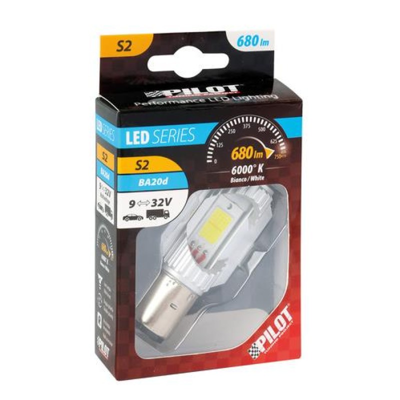 S2 9-32V 35/35W BA20d 2SMDx12chips 680lm (ΔΙΠΛΗΣ ΠΟΛΙΚΟΤΗΤΑΣ- CAN-BUS) MEGA LED 1ΤΕΜ. ΚΟΥΤΙ - Lampa - 5839.8-LM