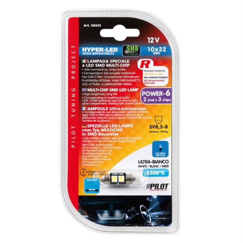 ΛΑΜΠΑΚΙ ΠΛΑΦΟΝΙΕΡΑΣ 12V 10x31mm HYPER-LED6 ΛΕΥΚΟ 2SMDx3chips (ΔΙΠΛΗΣ ΠΟΛΙΚΟΤΗΤΑΣ- CAN-BUS) 1ΤΕΜ. - Lampa - 5844.5-LM ΛΑΜΠΑΚΙ ΠΛΑΦΟΝΙΕΡΑΣ 12V 10x31mm HYPER-LED6 ΛΕΥΚΟ 2SMDx3chips (ΔΙΠΛΗΣ ΠΟΛΙΚΟΤΗΤΑΣ- CAN-BUS) 1ΤΕΜ. - Lampa - 5844.5-LM