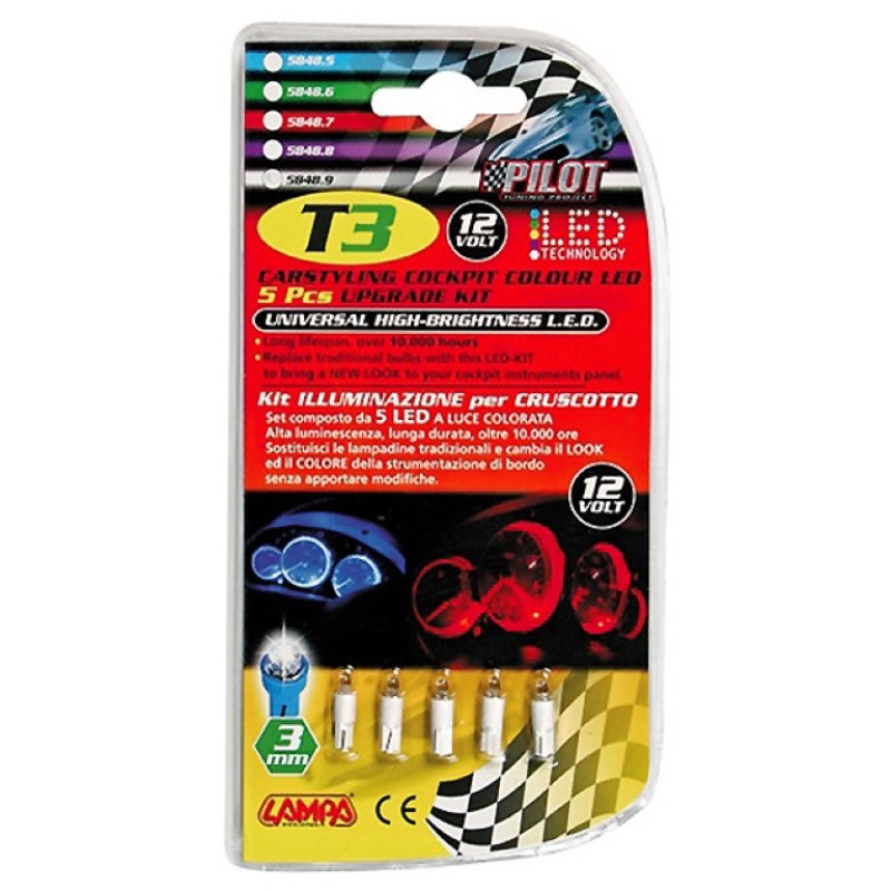 T3 12V W2Χ4,6d 1 LED COCKPIT ΛΕΥΚΟ (ΚΑΡΦΩΤΟ ΑΚΑΛΥΚΟ ΓΙΑ ΟΡΓΑΝΑ ΤΑΜΠΛΟ) BLISTER - 5 ΤΕΜ. - Lampa - 5848.9-LM