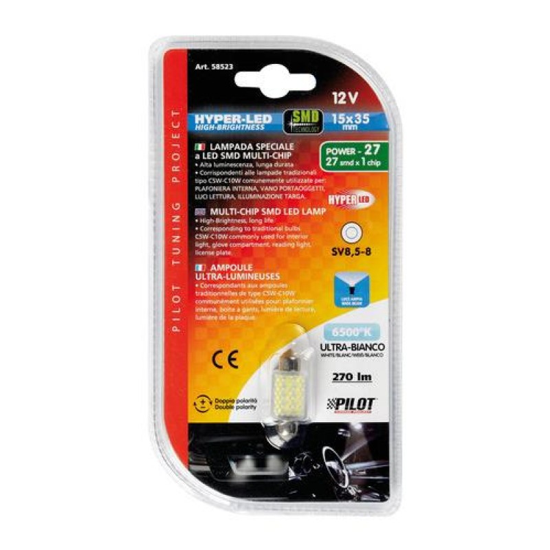 ΛΑΜΠΑΚΙ ΠΛΑΦΟΝΙΕΡΑΣ 12V 15x35mm 270lm HYPER-LED27 ΛΕΥΚΟ (ΔΙΠΛΗΣ ΠΟΛΙΚΟΤΗΤΑΣ) 1ΤΕΜ. - Lampa - L5852.3