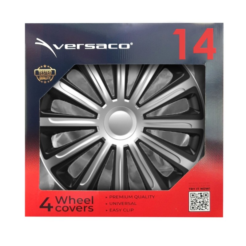 ΤΑΣΙ 14" HUBCAP TREND SILVER BLACK - ΣΕΤ 4ΤΕΜ ΣΕ ΚΟΥΤΙ ΑΜΙΟ - Amio - 6834/AM