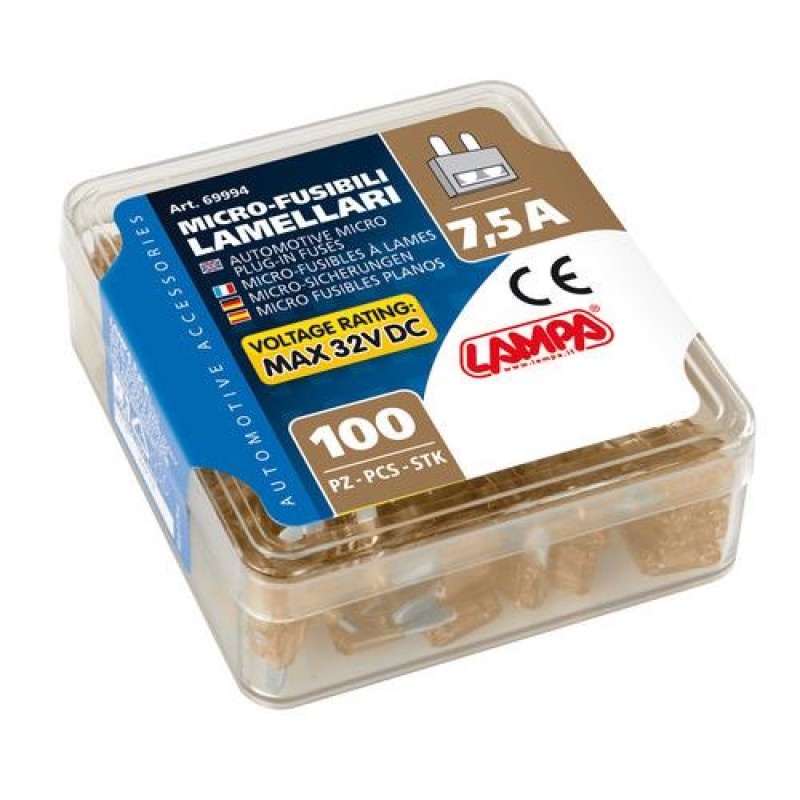 ΑΣΦΑΛΕΙΕΣ MICRO 7,5Amp 12/32V ΣΕ ΚΟΥΤΑΚΙ 100ΤΕΜ. - Lampa - L6999.4