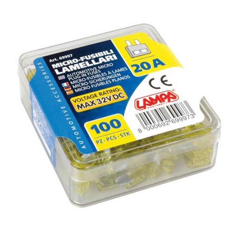 ΑΣΦΑΛΕΙΕΣ MICRO 20Amp 12/32V ΣΕ ΚΟΥΤΑΚΙ 100ΤΕΜ. - Lampa - L6999.7 ΑΣΦΑΛΕΙΕΣ MICRO 20Amp 12/32V ΣΕ ΚΟΥΤΑΚΙ 100ΤΕΜ. - Lampa - L6999.7