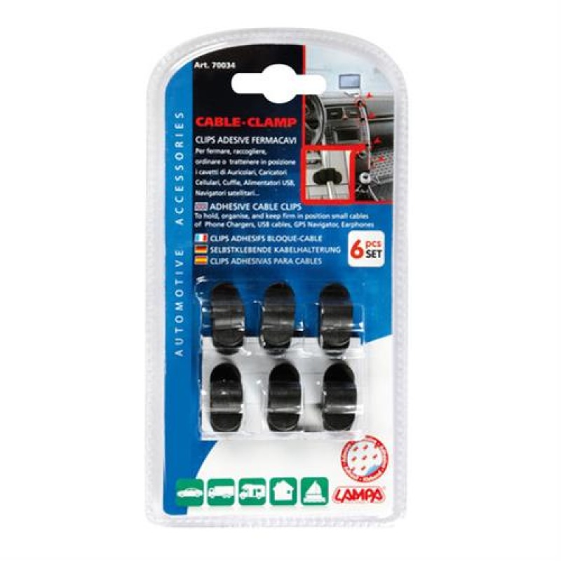 Κλιπ Καλωδίων Διπλό Αυτοκόλλητο 6τεμ. - Lampa - L7003.4 Κλιπ Καλωδίων Διπλό Αυτοκόλλητο 6τεμ. - Lampa - L7003.4