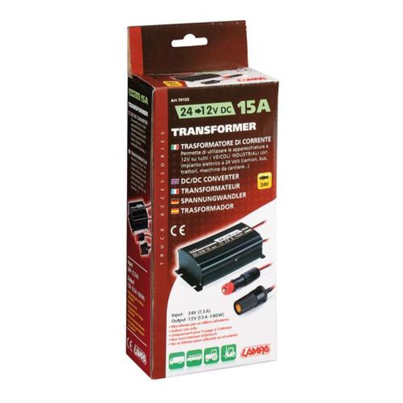 ΜΕΤΑΣΧΗΜΑΤΙΣΤΗΣ ΑΝΑΠΤΗΡΑ ΑΠΟ 24V (7,5Α) ΣΕ 12V (15A) 180W ΜΕ ΚΑΛΩΔΙΟ 75cm - Lampa - L7015.3 ΜΕΤΑΣΧΗΜΑΤΙΣΤΗΣ ΑΝΑΠΤΗΡΑ ΑΠΟ 24V (7,5Α) ΣΕ 12V (15A) 180W ΜΕ ΚΑΛΩΔΙΟ 75cm - Lampa - L7015.3