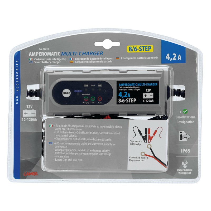 ΦΟΡΤΙΣΤΗΣ ΜΠΑΤΑΡΙΑΣ AMPEROMATIC MULTI-CHARGER 12V 4,2A 4>120Ah STD-SMF-EFB-AGM-START & STOP - Lampa - L7020.8 ΦΟΡΤΙΣΤΗΣ ΜΠΑΤΑΡΙΑΣ AMPEROMATIC MULTI-CHARGER 12V 4,2A 4>120Ah STD-SMF-EFB-AGM-START & STOP - Lampa - L7020.8