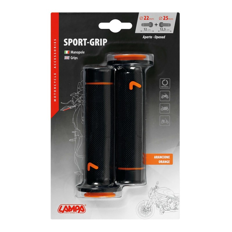 ΧΕΙΡΟΛΑΒΕΣ ΤΙΜΟΝΙΟΥ ΜΗΧΑΝΗΣ SPORT-GRIP ΜΑΥΡΟ/ΠΟΡΤΟΚΑΛΙ (22 mm-12cm/25mm-12,5cm) LAMPA - 2 ΤΕΜ. - Lampa - 9058.3-LM ΧΕΙΡΟΛΑΒΕΣ ΤΙΜΟΝΙΟΥ ΜΗΧΑΝΗΣ SPORT-GRIP ΜΑΥΡΟ/ΠΟΡΤΟΚΑΛΙ (22 mm-12cm/25mm-12,5cm) LAMPA - 2 ΤΕΜ. - Lampa - 9058.3-LM