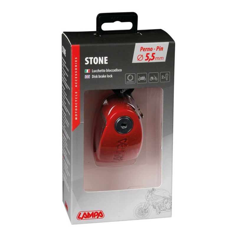 ΑΝΤΙΚΛΕΠΤΙΚΟ ΔΙΣΚΟΦΡΕΝΟΥ STONE ΚΟΚΚΙΝΟ 5,5mm (2 ΚΛΕΙΔΙΑ) - Lampa - 9058.9-LM