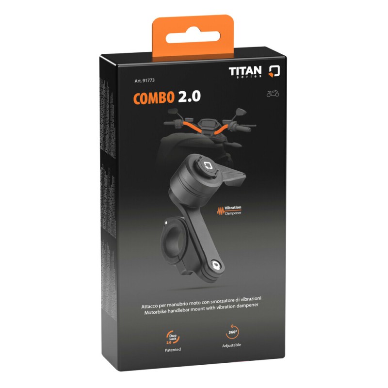 Διπλή Βάση Στήριξης Κινητού και Action Camera Combo 2.0 της σειράς Titan Optiline για Τιμόνι Μηχανής ή Ποδηλάτου με διάμετρο από 22 mm έως 35 mm με 3D αντικραδασμικό σύστημα dampener και σύστημα Duolock 2.0, συμβατή με Θήκες ή Αντάπτορες Κινητού Optiline Διπλή Βάση Στήριξης Κινητού και Action Camera Combo 2.0 της σειράς Titan Optiline για Τιμόνι Μηχανής ή Ποδηλάτου με διάμετρο από 22 mm έως 35 mm με 3D αντικραδασμικό σύστημα dampener και σύστημα Duolock 2.0, συμβατή με Θήκες ή Αντάπτορες Κινητού Optiline