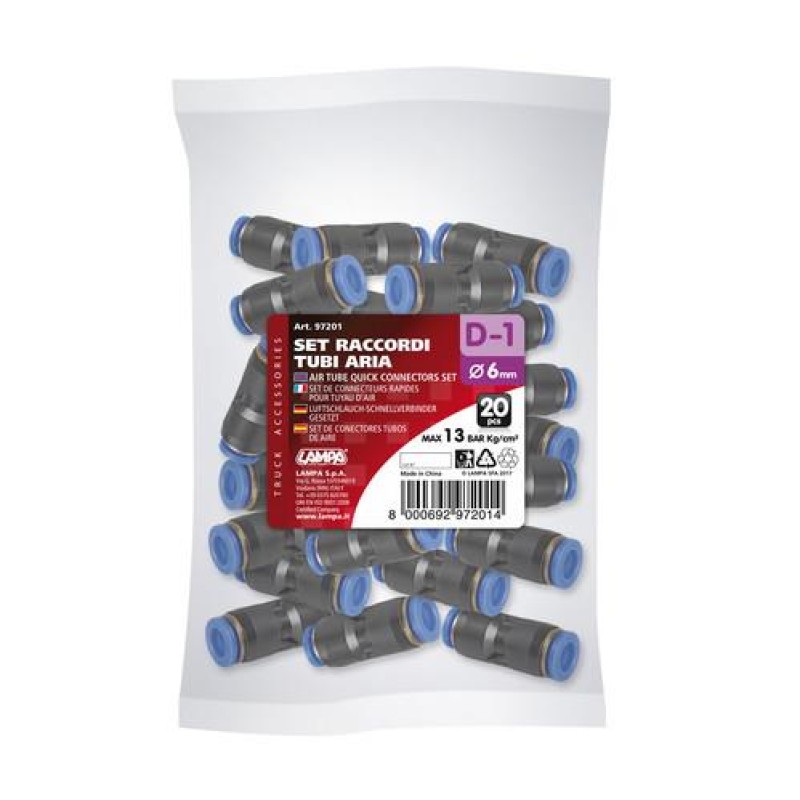 ΣΥΝΔΕΣΜΟΣ ΑΕΡΑ D-1 6mm max 13BAR 20ΤΕΜ. - Lampa - L9720.1 ΣΥΝΔΕΣΜΟΣ ΑΕΡΑ D-1 6mm max 13BAR 20ΤΕΜ. - Lampa - L9720.1