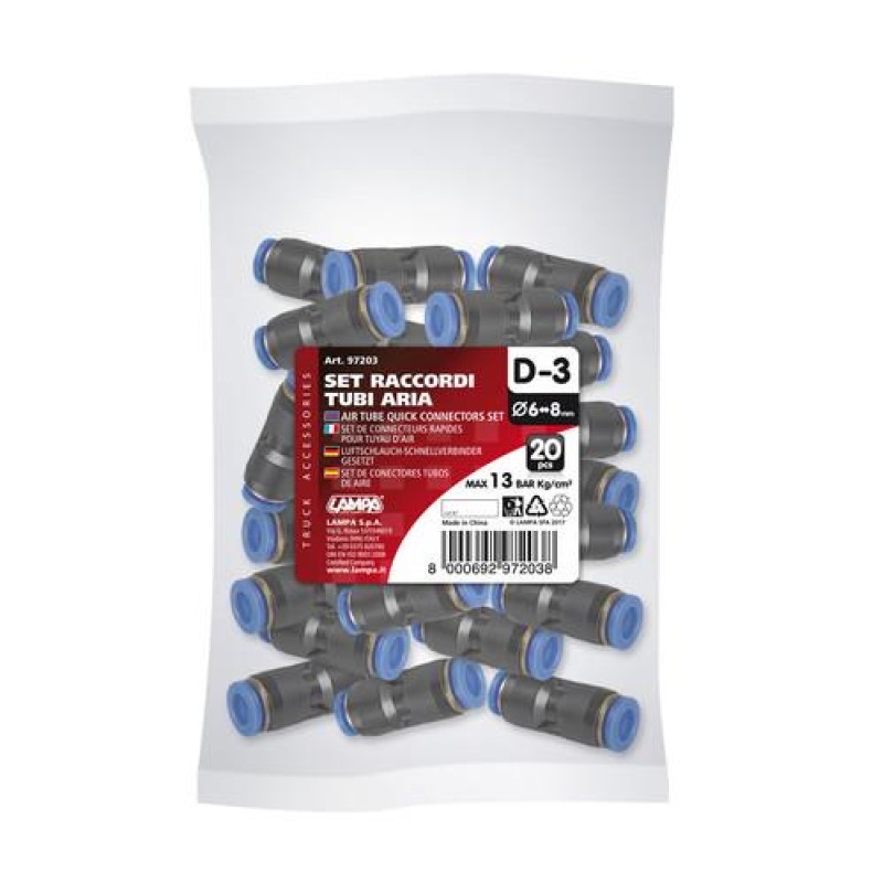 ΣΥΝΔΕΣΜΟΣ ΑΕΡΑ D-3 6-8mm max 13BAR 20ΤΕΜ. - Lampa - L9720.3 ΣΥΝΔΕΣΜΟΣ ΑΕΡΑ D-3 6-8mm max 13BAR 20ΤΕΜ. - Lampa - L9720.3