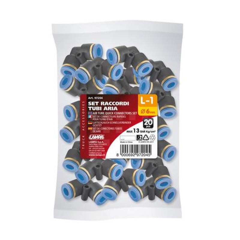 ΣΥΝΔΕΣΜΟΣ ΑΕΡΑ L-1 6mm max 13BAR ΜΕ ΓΩΝΙΑ 90 ΜΟΙΡΩΝ 20ΤΕΜ. - Lampa - L9720.4 ΣΥΝΔΕΣΜΟΣ ΑΕΡΑ L-1 6mm max 13BAR ΜΕ ΓΩΝΙΑ 90 ΜΟΙΡΩΝ 20ΤΕΜ. - Lampa - L9720.4