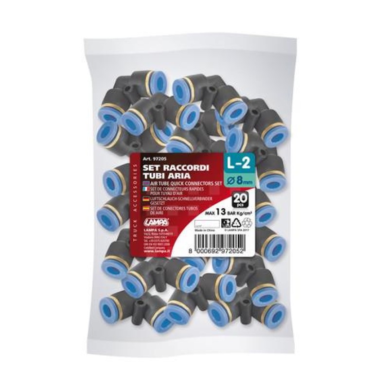 ΣΥΝΔΕΣΜΟΣ ΑΕΡΑ L-1 8mm max 13BAR ΜΕ ΓΩΝΙΑ 90 ΜΟΙΡΩΝ 20ΤΕΜ. - Lampa - L9720.5 ΣΥΝΔΕΣΜΟΣ ΑΕΡΑ L-1 8mm max 13BAR ΜΕ ΓΩΝΙΑ 90 ΜΟΙΡΩΝ 20ΤΕΜ. - Lampa - L9720.5