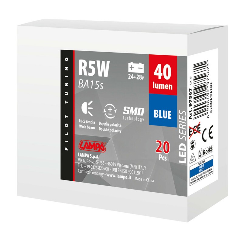 R5W BA15s 24/28V 6SMDX1CHIP LED 40lm ΜΠΛΕ ΚΟΥΤΙ LAMPA - 20 ΤΕΜ. - Lampa - L9756.7 R5W BA15s 24/28V 6SMDX1CHIP LED 40lm ΜΠΛΕ ΚΟΥΤΙ LAMPA - 20 ΤΕΜ. - Lampa - L9756.7