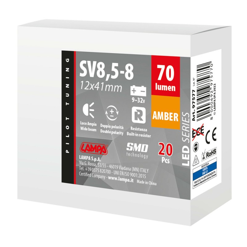 ΛΑΜΠΑΚΙΑ ΠΛΑΦΟΝΙΕΡΑΣ 9>32V SV28,5-8 2SMDx1CHIP LED 700lm CAN-BUS 12x41mm ΠΟΡΤΟΚΑΛΙ ΚΟΥΤΙ LAMPA - 20 ΤΕΜ. - Lampa - L9757.7
