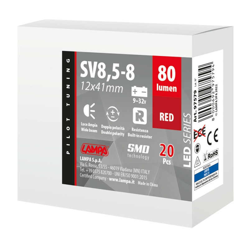 ΛΑΜΠΑΚΙΑ ΠΛΑΦΟΝΙΕΡΑΣ 9>32V SV28,5-8 2SMDx1CHIP LED 80lm CAN-BUS 12x41mm ΚΟΚΚΙΝΟ ΚΟΥΤΙ LAMPA - 20 ΤΕΜ. - Lampa - L9757.9 ΛΑΜΠΑΚΙΑ ΠΛΑΦΟΝΙΕΡΑΣ 9>32V SV28,5-8 2SMDx1CHIP LED 80lm CAN-BUS 12x41mm ΚΟΚΚΙΝΟ ΚΟΥΤΙ LAMPA - 20 ΤΕΜ. - Lampa - L9757.9