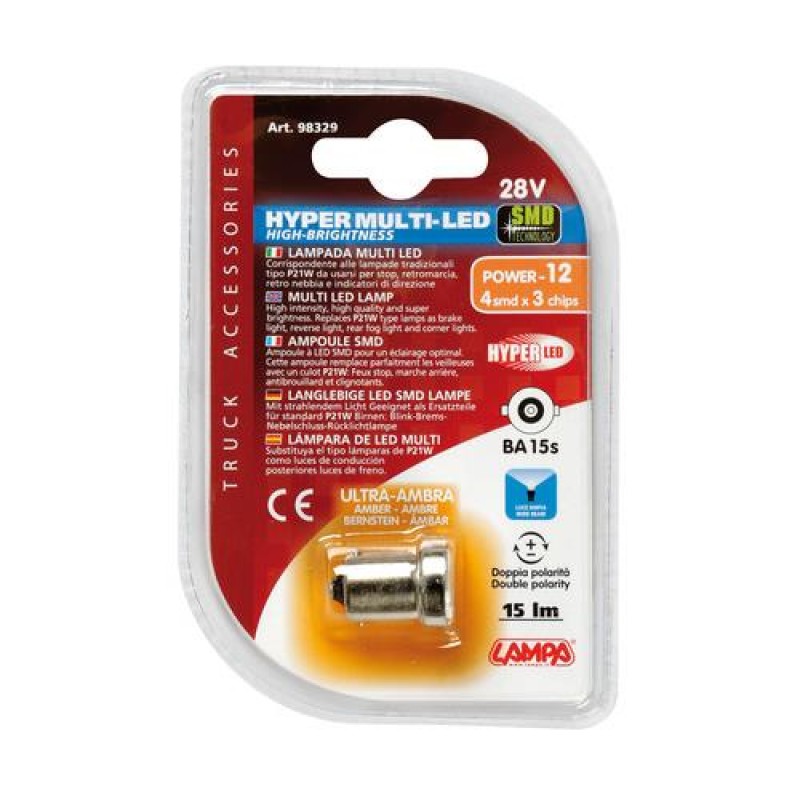 P21W 24V BA15s 15lm HYPER-LED12 ΠΟΡΤΟΚΑΛΙ (ΜΟΝΟΠΟΛΙΚΟ) BLISTER 1ΤΕΜ. - Lampa - L9832.9 P21W 24V BA15s 15lm HYPER-LED12 ΠΟΡΤΟΚΑΛΙ (ΜΟΝΟΠΟΛΙΚΟ) BLISTER 1ΤΕΜ. - Lampa - L9832.9