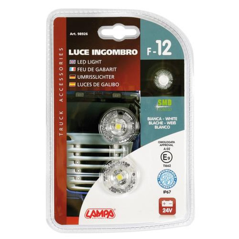 Φώτα Ογκου Φορτηγού 24V 1 Led 2τεμ Λευκά F-12 - Lampa - L9892.6 Φώτα Ογκου Φορτηγού 24V 1 Led 2τεμ Λευκά F-12 - Lampa - L9892.6