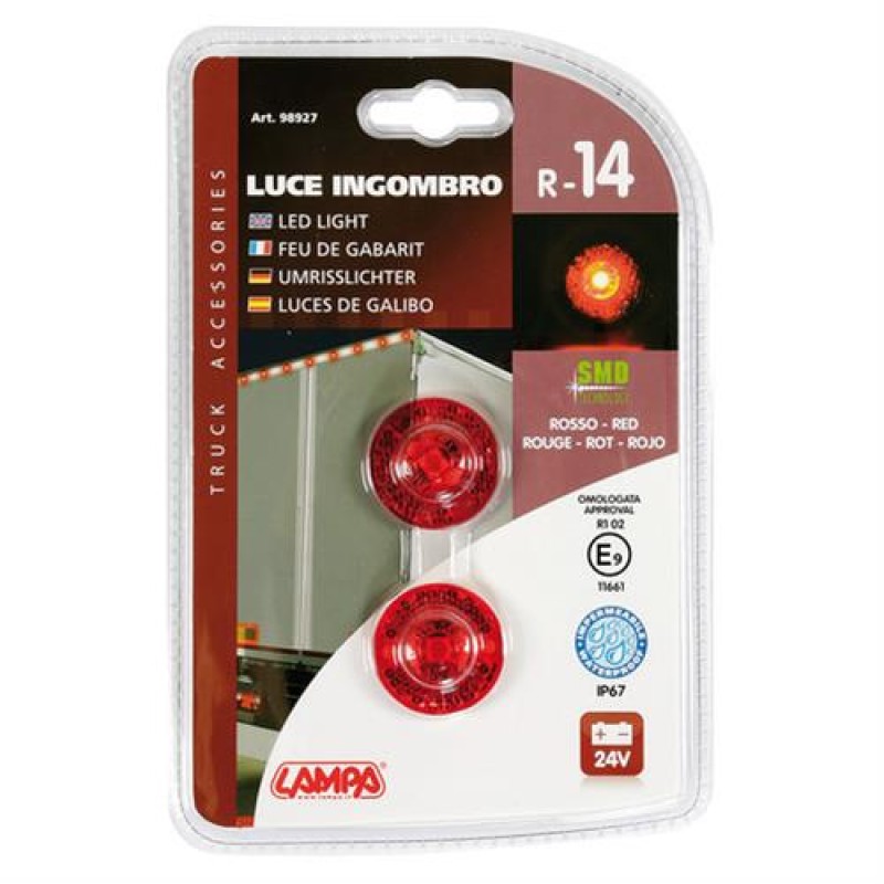 Φώτα Ογκου Φορτηγού 24V 1 Led 2τεμ Κόκκινα R-14 - Lampa - L9892.7 Φώτα Ογκου Φορτηγού 24V 1 Led 2τεμ Κόκκινα R-14 - Lampa - L9892.7