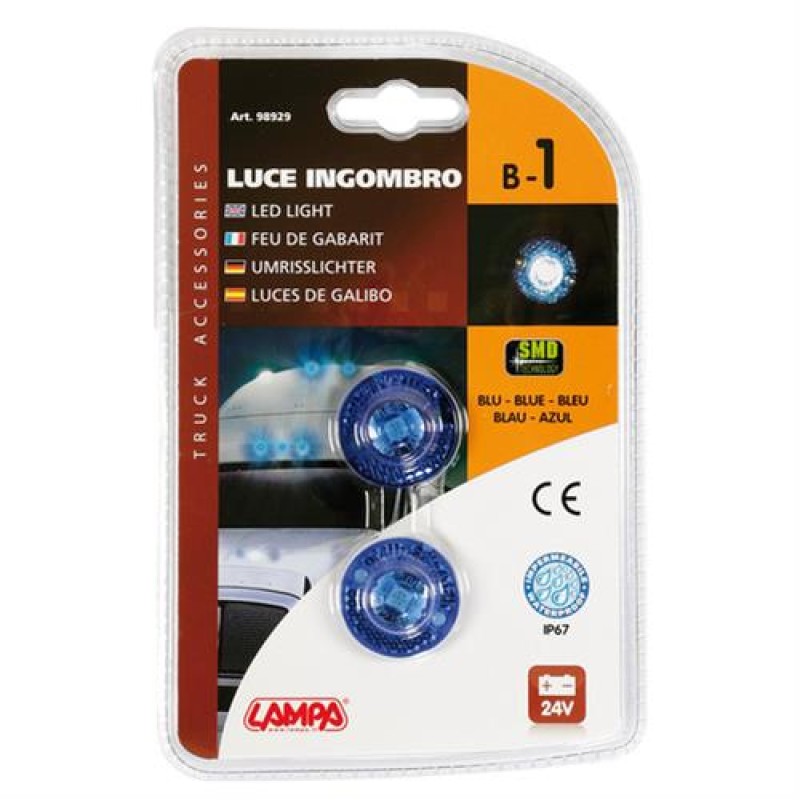 Φώτα Ογκου Φορτηγού 24V 1 Led 2τεμ Μπλε B-1 - Lampa - L9892.9 Φώτα Ογκου Φορτηγού 24V 1 Led 2τεμ Μπλε B-1 - Lampa - L9892.9