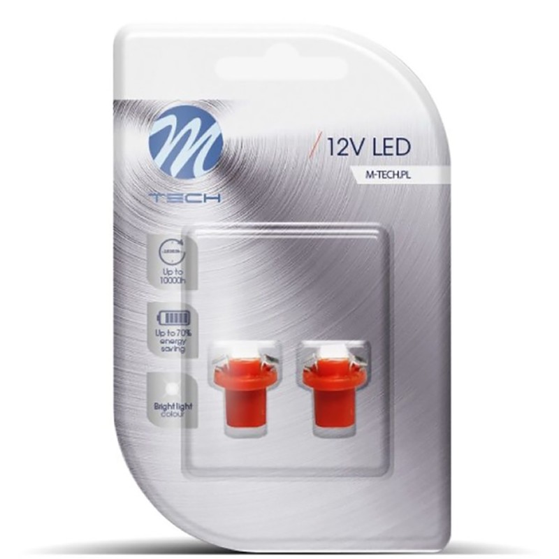 BAX 12V B8,5d 0,24W LED 1xSMD5050 ΚΟΚΚΙΝΟ BLISTER 2ΤΕΜ. M-TECH - M-Tech - LB092R/MT