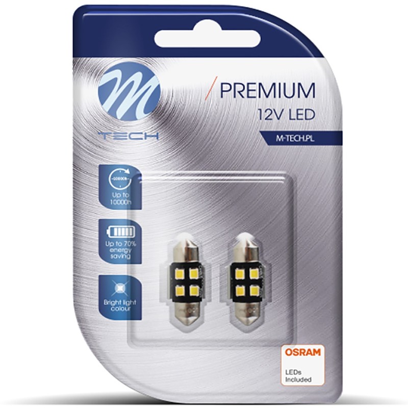 ΛΑΜΠΑΚΙΑ ΠΛΑΦΟΝΙΕΡΑΣ C5W/C10W 12V SV8.5 0,5W 31mm 4xSMD2835 LED OSRAM CAN-BUS ΛΕΥΚΟ 2ΤΕΜ. M-TECH - M-Tech - LB345W/MT ΛΑΜΠΑΚΙΑ ΠΛΑΦΟΝΙΕΡΑΣ C5W/C10W 12V SV8.5 0,5W 31mm 4xSMD2835 LED OSRAM CAN-BUS ΛΕΥΚΟ 2ΤΕΜ. M-TECH - M-Tech - LB345W/MT