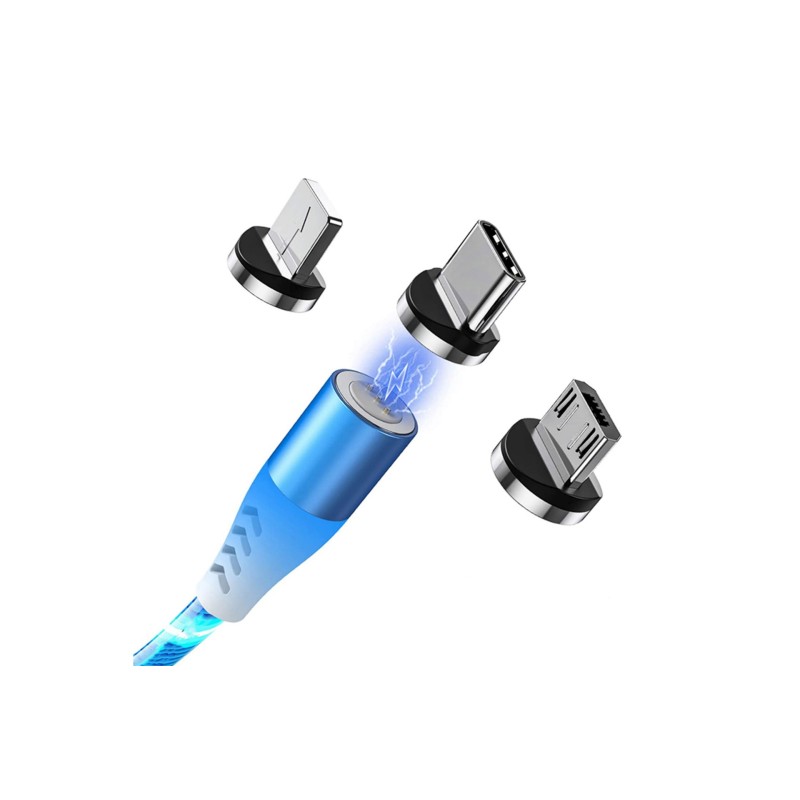 ΚΑΛΩΔΙΟ USB ΦΟΡΤΙΣΗΣ & ΣΥΓΧΡΟΝΙΣΜΟΥ MICRO USB/TYPE-C/LIGHTING ΜΕ ΜΑΓΝΗΤΙΚΗ ΥΠΟΔΟΧΗ & ΜΠΛΕ ΦΩΣ 100 cm - Simoni Racing - SRCLC ΚΑΛΩΔΙΟ USB ΦΟΡΤΙΣΗΣ & ΣΥΓΧΡΟΝΙΣΜΟΥ MICRO USB/TYPE-C/LIGHTING ΜΕ ΜΑΓΝΗΤΙΚΗ ΥΠΟΔΟΧΗ & ΜΠΛΕ ΦΩΣ 100 cm - Simoni Racing - SRCLC