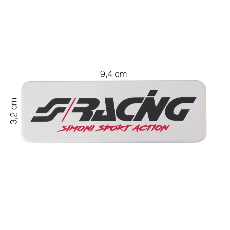 ΜΕΤΑΛΛΙΚΟ ΑΥΤΟΚΟΛΛΗΤΟ LOGO ''SIMONI RACING'' ΑΛΟΥΜΙΝΙΟΥ 94x32mm SIMONI RACING - 1ΤΕΜ. - Simoni Racing - SRCRM