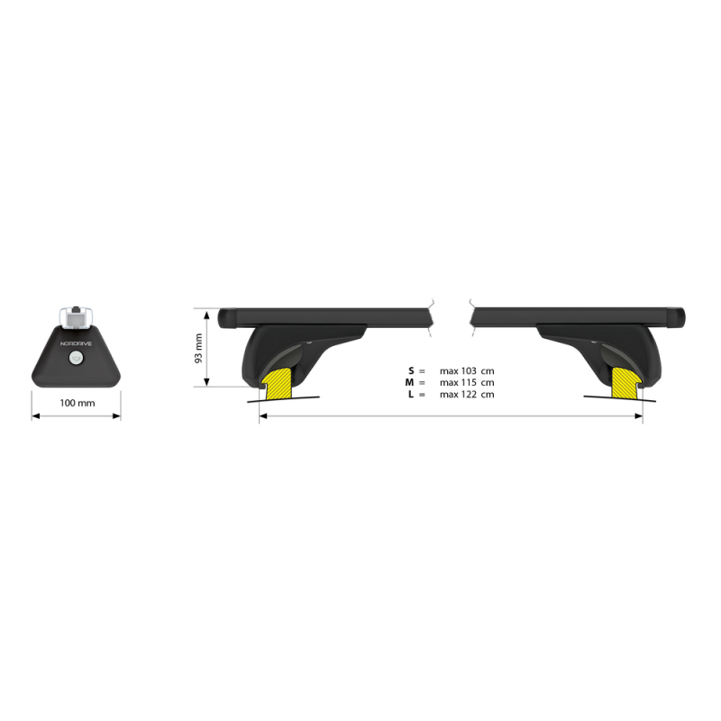 ΜΠΑΡΕΣ ΟΡΟΦΗΣ HELIO BLACK (M) 120cm ΑΛΟΥΜΙΝΙΟΥ ΜΑΥΡΗ ΜΕ ΚΛΕΙΔΑΡΙΕΣ (FLUSH RAILING)  NORDRIVE - 2 TEM. - Nordrive - N15060