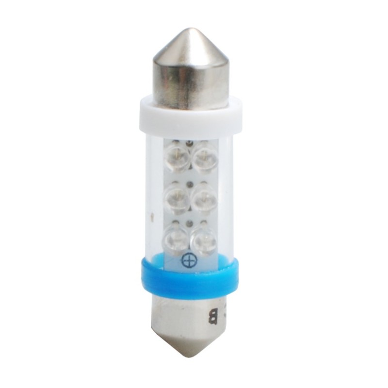 ΛΑΜΠΑΚΙΑ ΠΛΑΦΟΝΙΕΡΑΣ C5W/C10W 12V 0,37W SV8,5 36mm LED 6xFlux 3mm ΜΠΛΕ  M-TECH - 1 ΤΕΜ. - M-Tech - L023B/MT