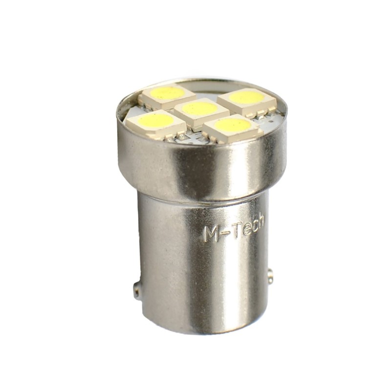 R5W/R10W 12V BA15s LED 5xSMD5050 ΛΕΥΚΟ (ΜΟΝΟΠΟΛΙΚΟ) M-TECH - 1 TEM. - M-Tech - L075W/MT R5W/R10W 12V BA15s LED 5xSMD5050 ΛΕΥΚΟ (ΜΟΝΟΠΟΛΙΚΟ) M-TECH - 1 TEM. - M-Tech - L075W/MT