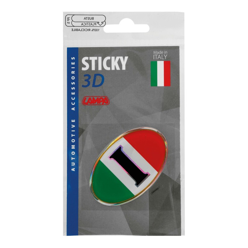ΑΥΤΟΚΟΛΛΗΤΟ ΣΗΜΑ 3D ΣΗΜΑΙΑ ΙΤΑΛΙΑΣ ΟΒΑΛ 61x46mm LAMPA -  1 Τεμ. - Lampa - L1500.4