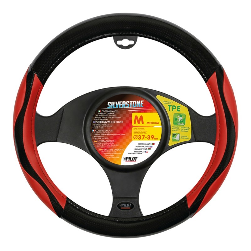 ΚΑΛΥΜΜΑ ΤΙΜΟΝΙΟΥ SILVERSTONE (M) 37/39 cm CARBON /ΜΑΥΡO-ΚΟΚΚΙΝΟ ΔΕΡΜΑΤΙΝΗ ΑΟΣΜΟ ECO-FRIENDLY - Lampa - L3294.6