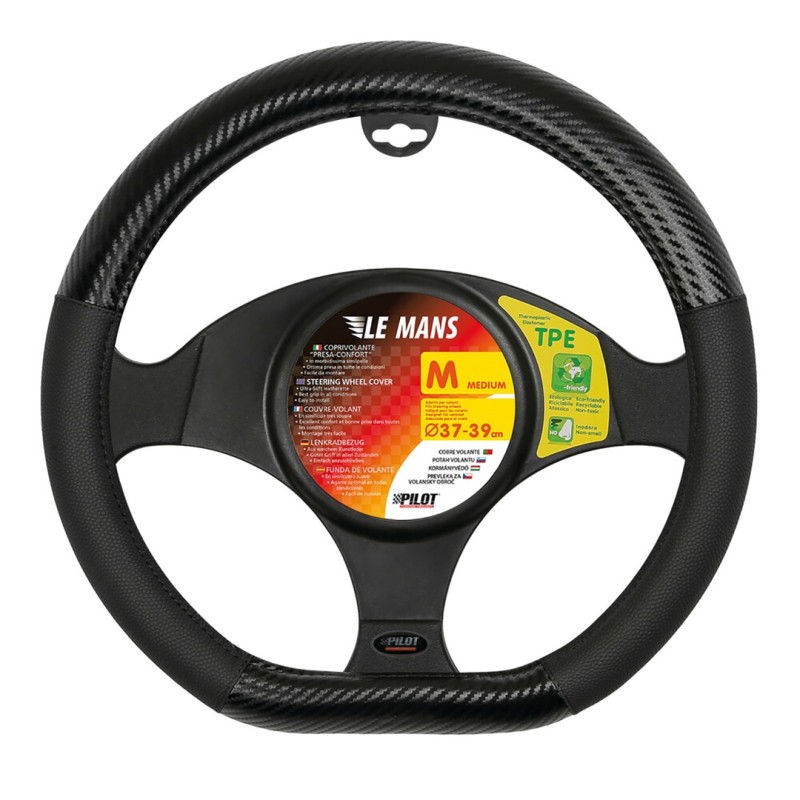 ΚΑΛΥΜΜΑ ΤΙΜΟΝΙΟΥ LE MANS (M) 37/39cm ΔΕΡΜΑΤΙΝΗ ΜΑΥΡΟ/ CARBON ΑΟΣΜΟ ECO-FRIENDLY (ΚΟΦΤΟ ΤΙΜΟΝΙ) - Lampa - L3295.3