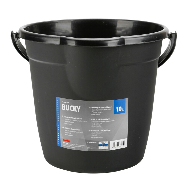 ΚΟΥΒΑΣ ΠΛΑΣΤΙΚΟΣ ΜΕ ΧΕΡΟΥΛΙ BUCKY 10L ΜΑΥΡΟΣ LAMPA - 1 ΤΕΜ. - Lampa - L3738.8