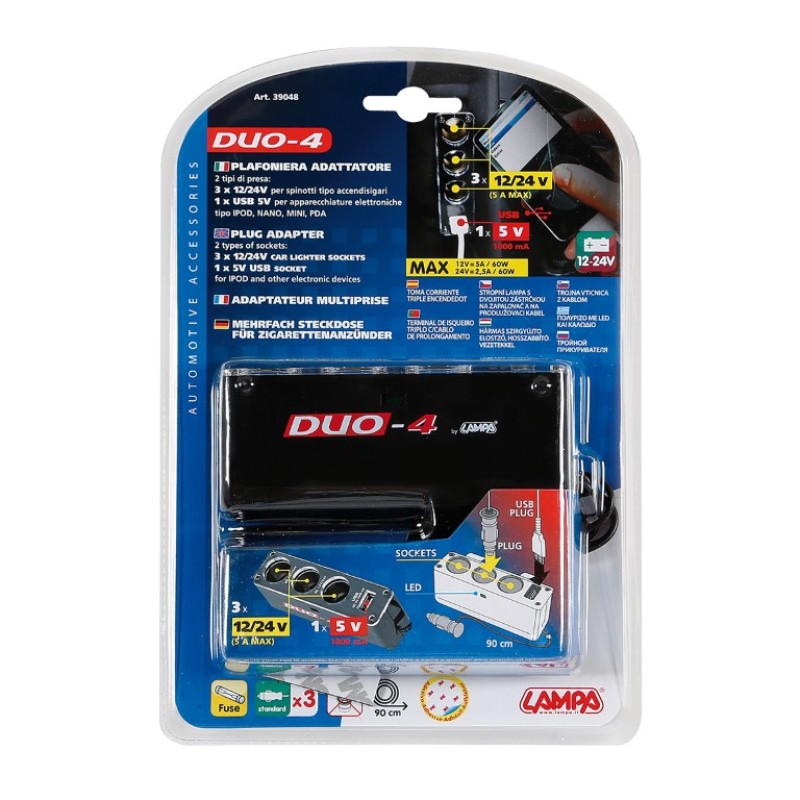 ΑΝΤΑΠΤΟΡΑΣ ΑΝΑΠΤΗΡΑ 3 ΘΕΣΕΩΝ 12/24V- 5A ΜΕ USB 5V ΚΑΙ LED DUAL-POWER ΜΕ ΚΑΛΩΔΙΟ 90 cm (ΠΟΛΥΠΡΙΖΟ) - Lampa - L3904.8/T ΑΝΤΑΠΤΟΡΑΣ ΑΝΑΠΤΗΡΑ 3 ΘΕΣΕΩΝ 12/24V- 5A ΜΕ USB 5V ΚΑΙ LED DUAL-POWER ΜΕ ΚΑΛΩΔΙΟ 90 cm (ΠΟΛΥΠΡΙΖΟ) - Lampa - L3904.8/T