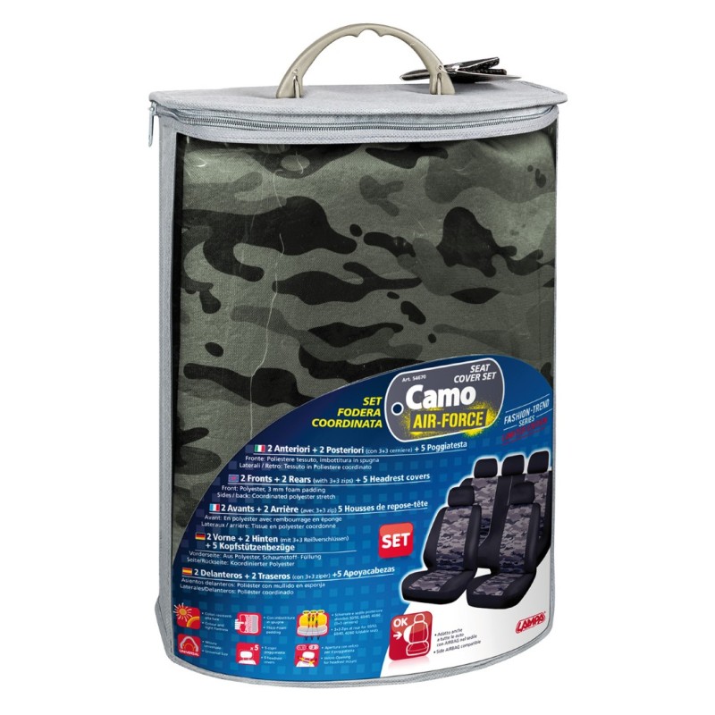 ΚΑΛΥΜΜΑΤΑ ΚΑΘΙΣΜΑΤΩΝ CAMO AIR-FORCE ΠΑΡΑΛΛΑΓΗΣ (ΣΕΤ) - 4 ΤΕΜ. - Lampa - L5467.0