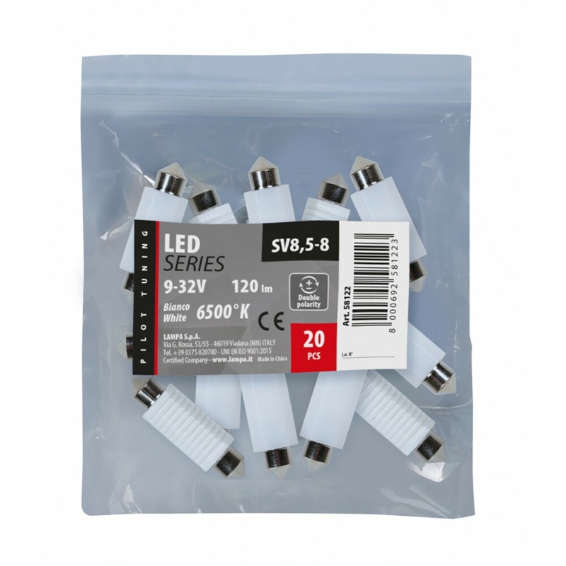 ΛΑΜΠΑΚΙ ΠΛΑΦΟΝΙΕΡΑΣ 9-32V SV8,5-8 12x41mm 120lm MEGA-LED CAN-BUS ΛΕΥΚΟ - 20 TEM. - Lampa - L5812.2 ΛΑΜΠΑΚΙ ΠΛΑΦΟΝΙΕΡΑΣ 9-32V SV8,5-8 12x41mm 120lm MEGA-LED CAN-BUS ΛΕΥΚΟ - 20 TEM. - Lampa - L5812.2