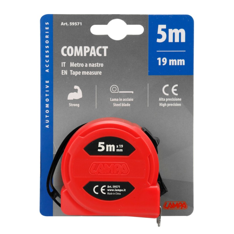 ΜΕΤΡΟΤΑΙΝΙΑ ΑΥΤΟΜΑΤΗ COMPACT 5m x16mm ΚΟΚΚΙΝΗ ΜΕ ΚΛΙΠ ΖΩΝΗΣ LAMPA - 1 ΤΕΜ. - Lampa - L5957.1 ΜΕΤΡΟΤΑΙΝΙΑ ΑΥΤΟΜΑΤΗ COMPACT 5m x16mm ΚΟΚΚΙΝΗ ΜΕ ΚΛΙΠ ΖΩΝΗΣ LAMPA - 1 ΤΕΜ. - Lampa - L5957.1